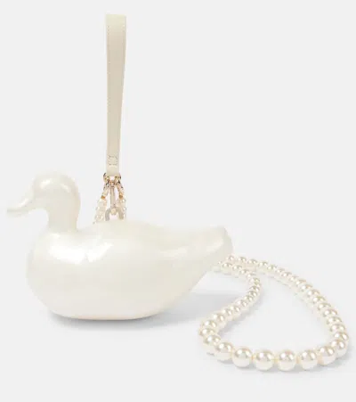 Simone Rocha Duck Faux Pearl Clutch In White