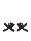 Simone Rocha Petite Bow Daisy Satin Earrings In Black