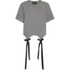 Simone Rocha Easy Bow Tails Cotton T-shirt In Gray