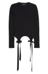 Simone Rocha Bow-detailed Lyocell-jersey T-shirt In Black