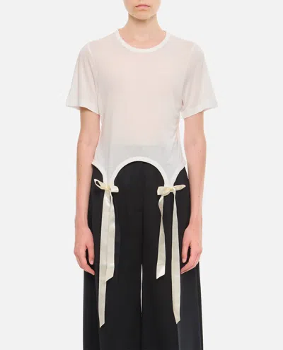 Simone Rocha Easy T-shirt W/ Bow Tails In Neutral