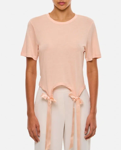 Simone Rocha Easy T-shirt With Bow Tails In Pink