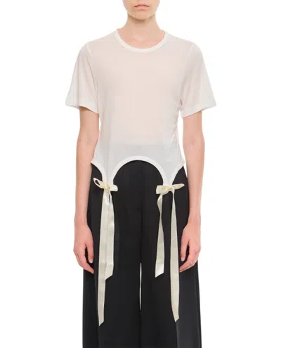 Simone Rocha Easy T-shirt W/ Bow Tails In White