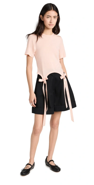 Simone Rocha Easy T-shirt With Bow Tails Pale Rose