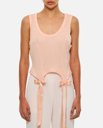Simone Rocha Easy Tank Top With Bow Tails In Rose