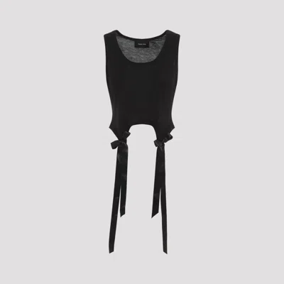 Simone Rocha Tank Top With Bow Tails And Asymmetric Hem In Black