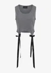 Simone Rocha Easy Tank Top Featuring Bow Tails In Gray