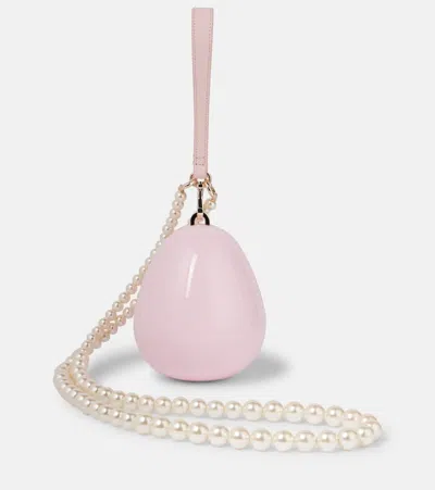 Simone Rocha Egg Micro Leather-trimmed Crossbody Bag In Pink
