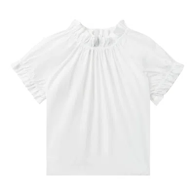Pre-owned Simone Rocha Elasticated Gathered Ruffle Tulip Top 'white' | Women's Size 6