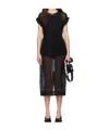 Simone Rocha Black Elasticated Gathered Sleeve Tulip Midi Dress In Black