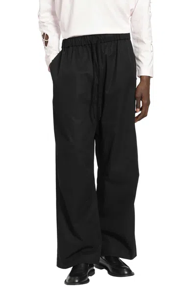 Simone Rocha Elasticated Knee Pleat Trousers In Black
