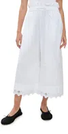 Simone Rocha Elasticated Ruffle Waist Cropped Trousers With Trim White In White