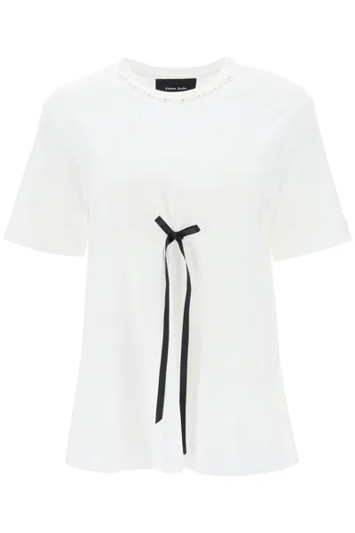 Simone Rocha Elegant White A-line T-shirt With Bow Detail For Women