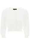 SIMONE ROCHA ELEGANT WHITE CROPPED CARDIGAN WITH PEARL DETAILS FOR WOMEN