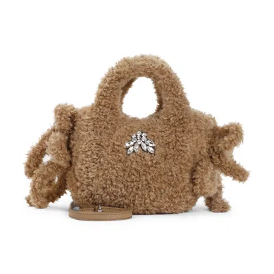 Simone Rocha Embellished Baby Egg Mini Tote Handbag In Brown