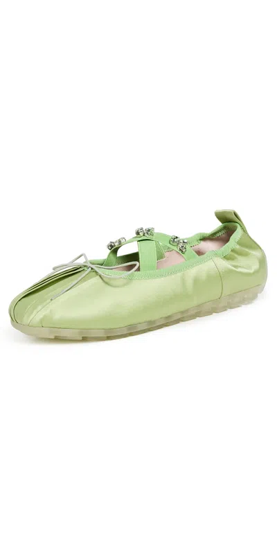 Simone Rocha Green Grip Ballerina Flats In Matcha