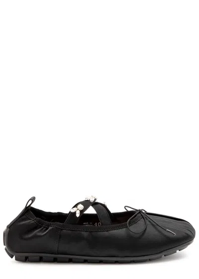 Simone Rocha Embellished Ballerina Grip Satin Flats