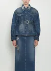 Simone Rocha Embellished Belt Detail Sculpted Denim Jacket In Blue