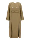 Simone Rocha Belted Long Multi Slit Trench Coat In Brown