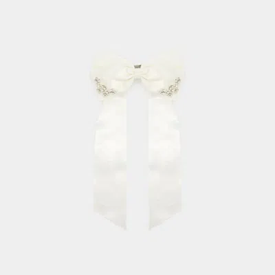 Simone Rocha Embellished Bow Hairclip -  - Satin - Beige In White