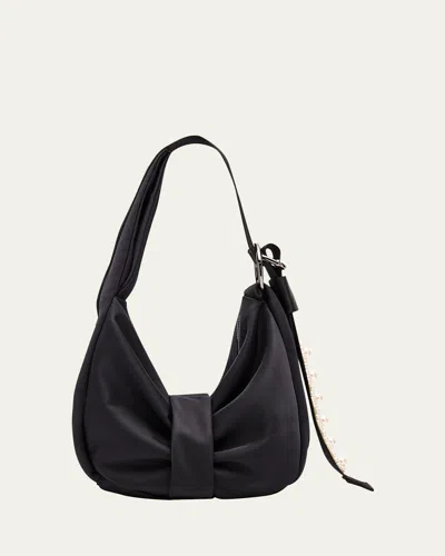 Simone Rocha Embellished Bow Sling Shoulder Bag In Black