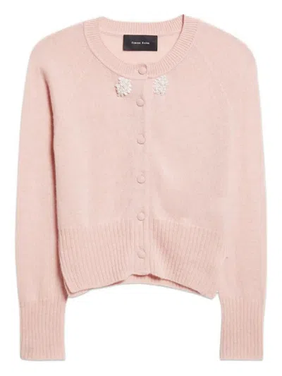 Simone Rocha Embellished Button Cardigan In Pink