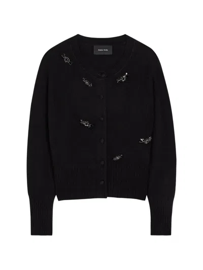Simone Rocha Embellished Button-fastening Cardigan In Black