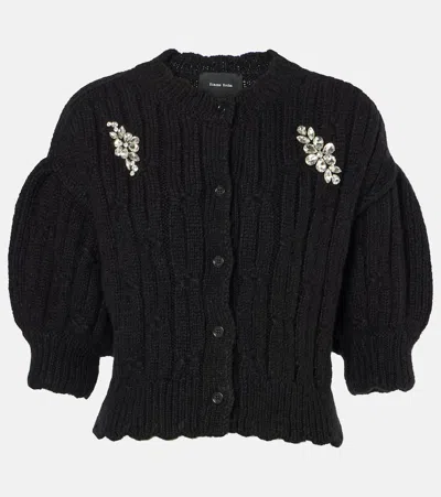 Simone Rocha Verzierter Cardigan Aus Einem Wollgemisch In Black
