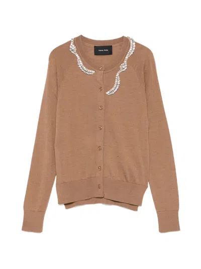 Simone Rocha Embellished Cardigan In Brown