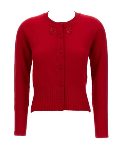 Simone Rocha Embellished Cardigan In Red