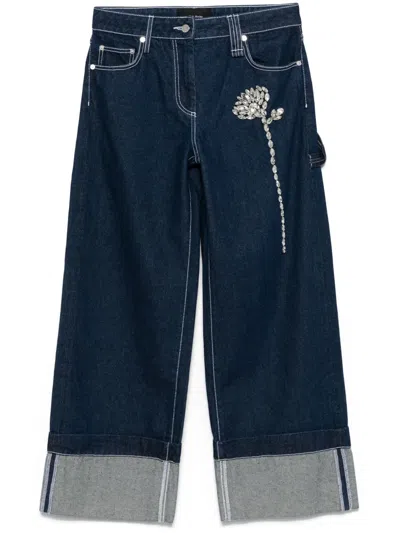 Simone Rocha Straight Jeans Mit Kristallen In Indigo/clear