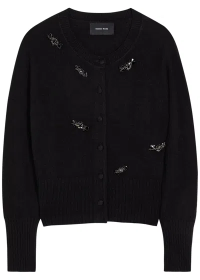 Simone Rocha Embellished Cashmere Cardigan In Black