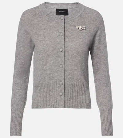 Simone Rocha Embellished Cashmere Cardigan In Gray