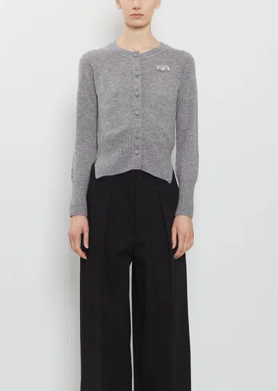 Simone Rocha Embellished Cashmere Cardigan In Gray