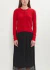 Simone Rocha Embellished Cashmere Relaxed Cardigan In Red