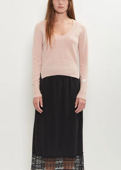 Simone Rocha Embellished Cashmere Scoop Neck Sweater In Pink