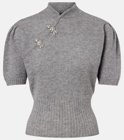 Simone Rocha Embellished Cashmere Sweater In Gray