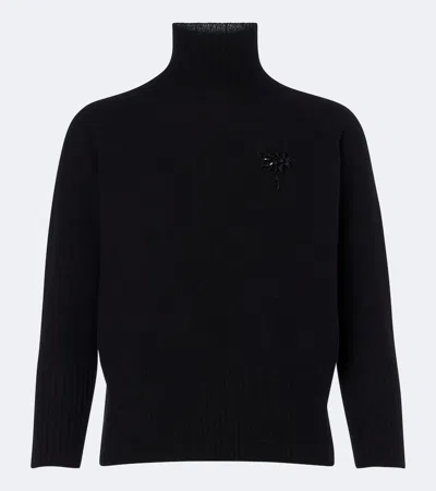 Simone Rocha Embellished Cashmere Turtleneck Sweater In Black
