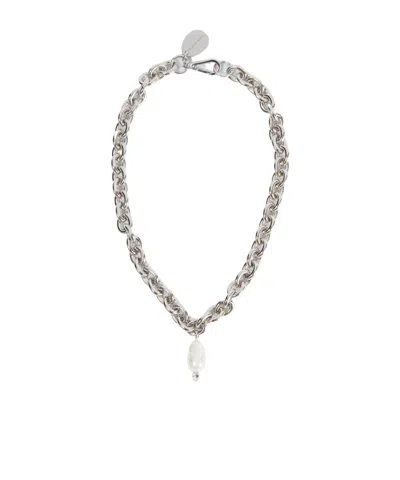 Simone Rocha Embellished Chain Necklace In Gray