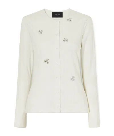 Simone Rocha Off-white Turbo Embellished Pointelle Cardigan