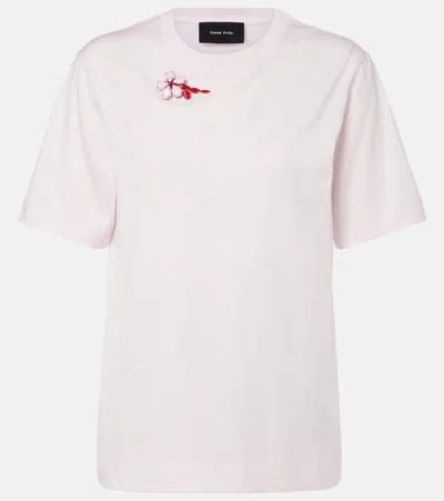 Simone Rocha Embellished Cotton Jersey T-shirt In White