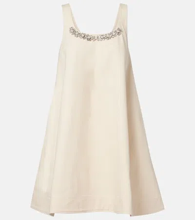 Simone Rocha Embellished Cotton Minidress In Brown