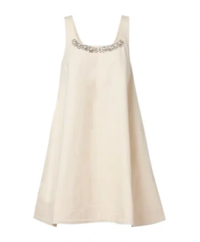 Simone Rocha Embellished Cotton Minidress In Neutral