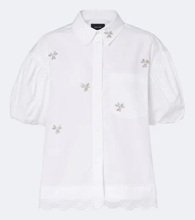 Simone Rocha Embellished Cotton Poplin Shirt In White