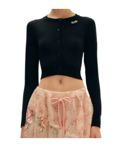 Simone Rocha Embellished Cropped Cardigan In Black