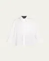 Simone Rocha Embellished Cropped Masculine Button-front Shirt In White