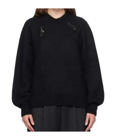 Simone Rocha Embellished Crystal Sweater In Black/jet