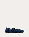 Simone Rocha Embellished Denim Grip Ballerina Flats In Blue