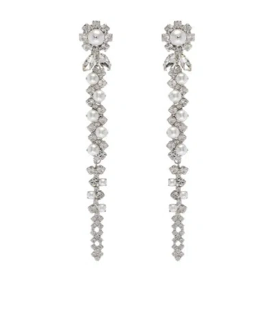 Simone Rocha Embellished Faux Pearl Drop Earrings In Metallic