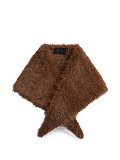 Simone Rocha Embellished Faux-fur Neckerchief In Brown